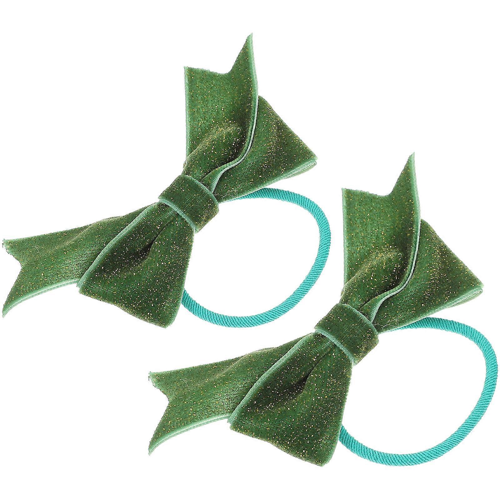 Secure Hold Bowknot Elastic Hair Tie Ropes Cloth Velvet Everyday Use Girls 1Pair