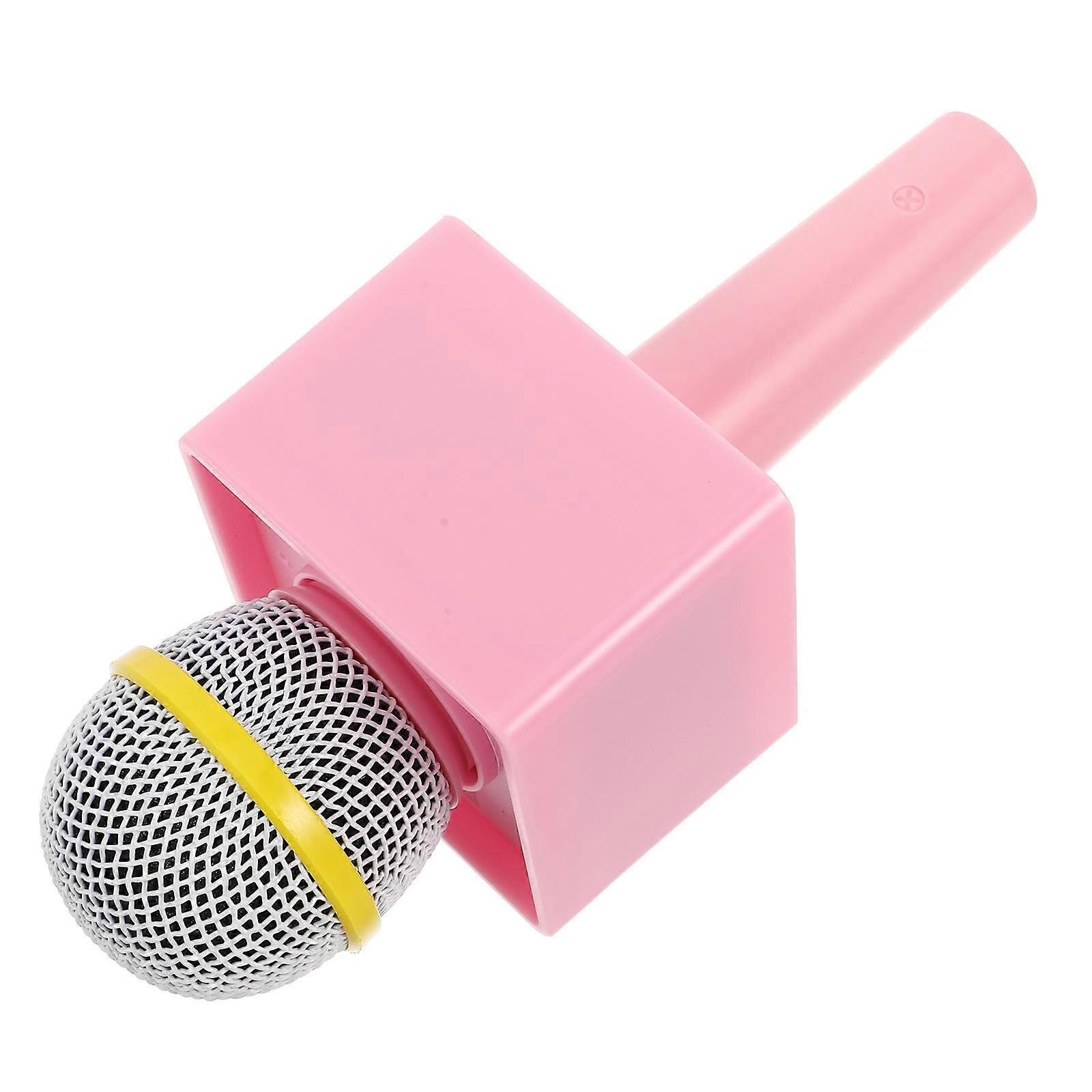 Retro Microphone Model Simulation Microphone Prop For Kids Stage Performances Interview Scene Imitation 18.00X7.00X7.00CM Pink 1Pcs