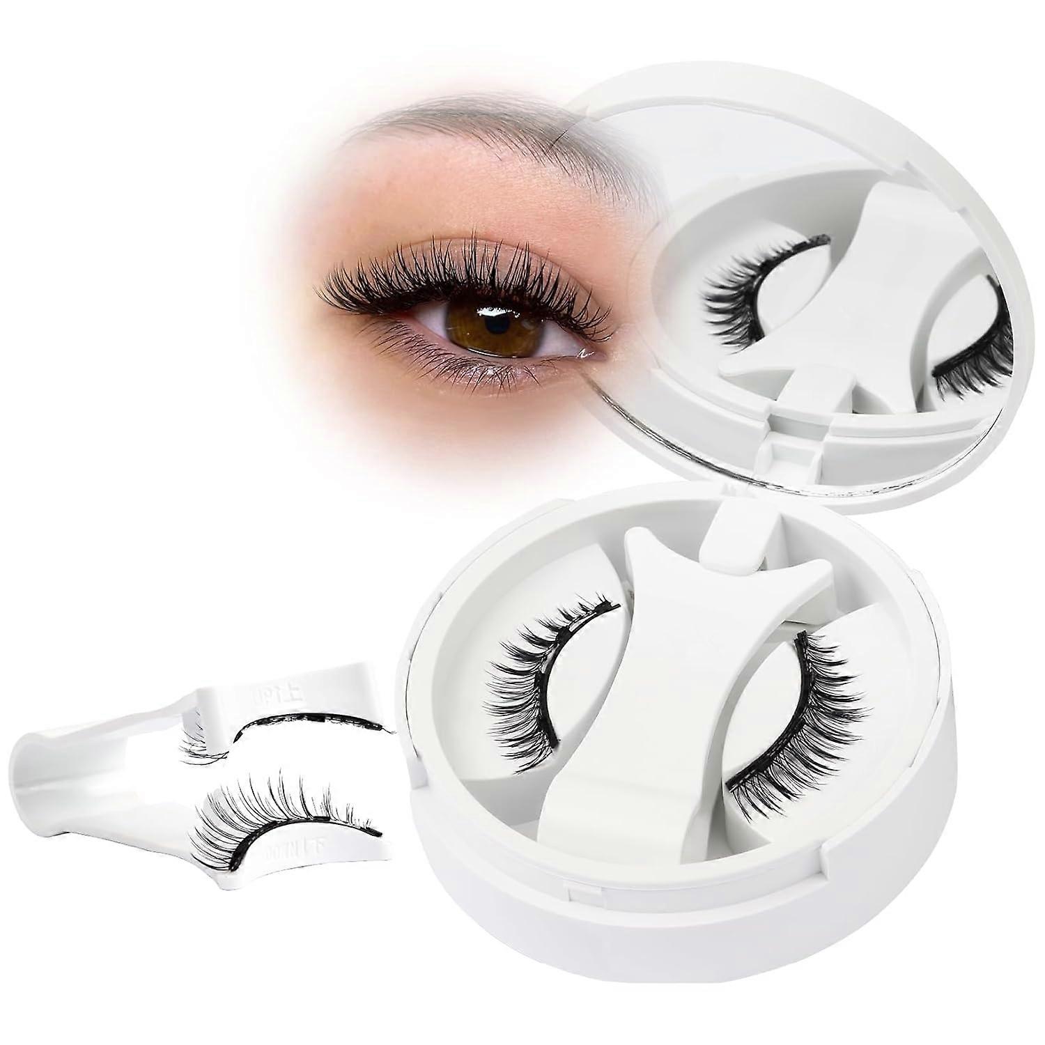 Magnetic Eyelashes No Glue Required Magnetic Eyelashes with Applicator 1 Pair Slim Reusable False Eyelashes No Eyeliner Required (Exquisite) Bla