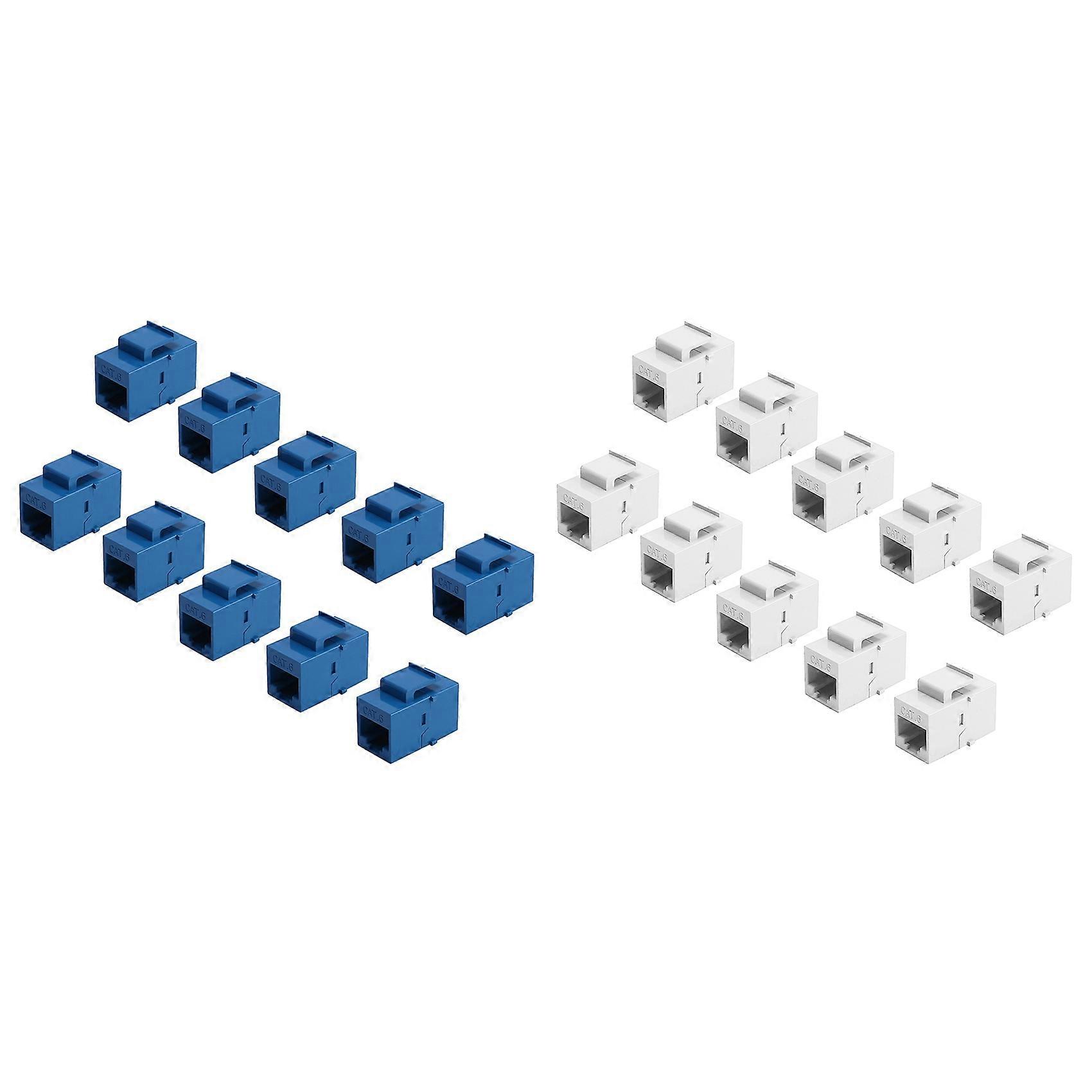 20Pcs RJ45 Connector Jack Cat6 Extension Coupler Ethernet Network LAN Cat 6 Coupler Jacks Adapter,Bl