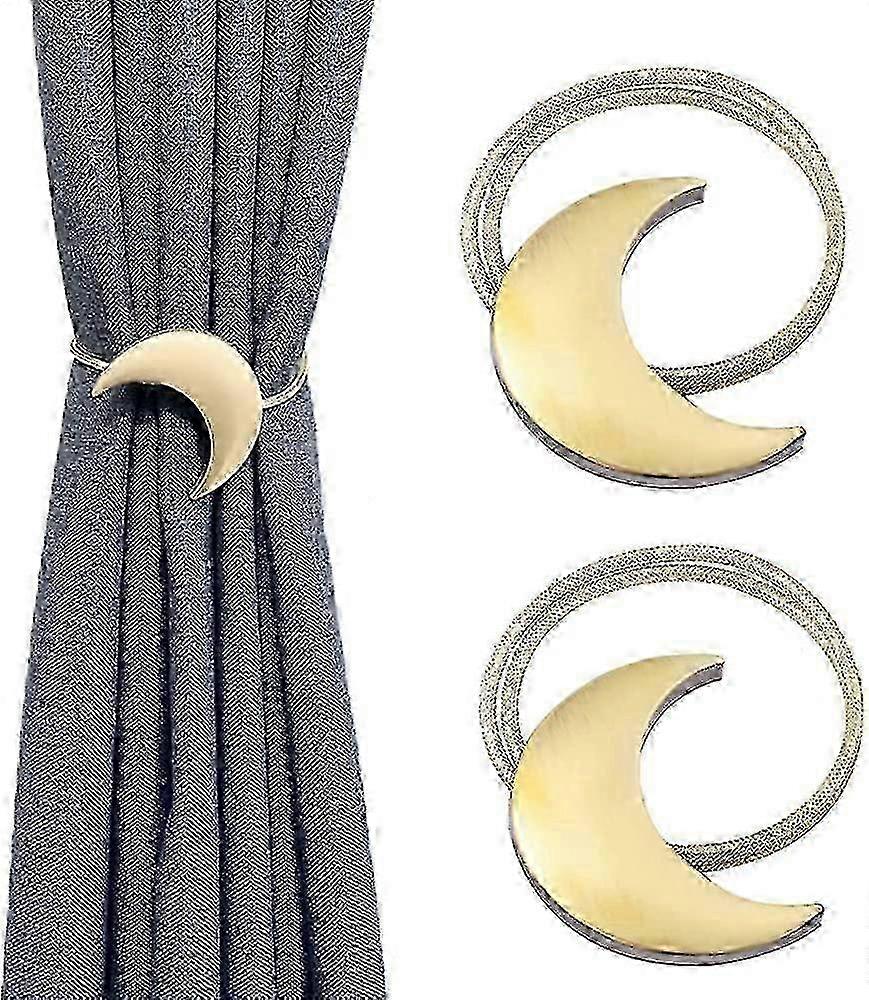 2025 Magnetic Curtain Tiebacks Alloy Moon Curtain Tie Backs Curtain Clips Ropes -set Of 2 Bronze
