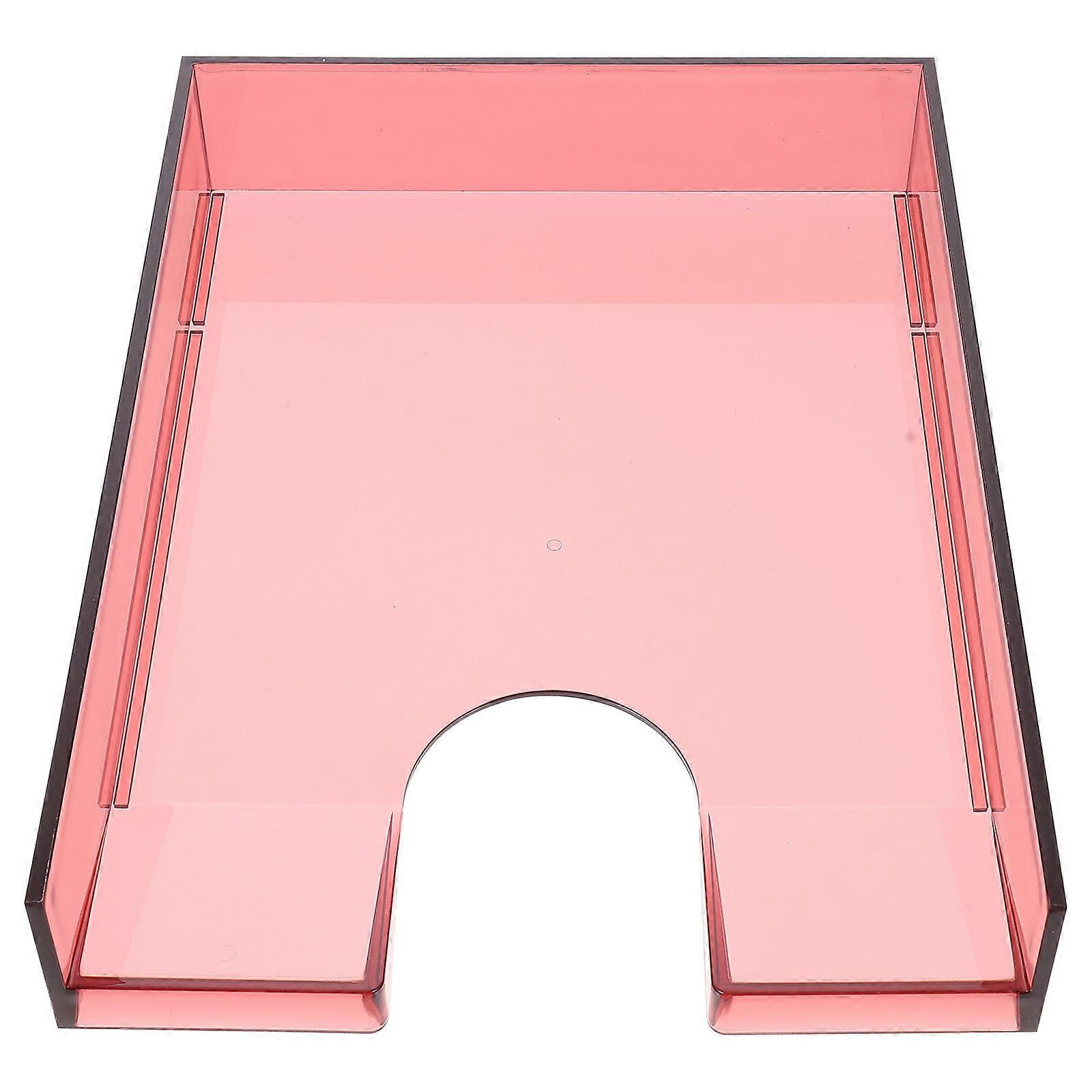 Desktop Document Holder File Storage Box A4 Size Dark Red Rectangular 1Pcs