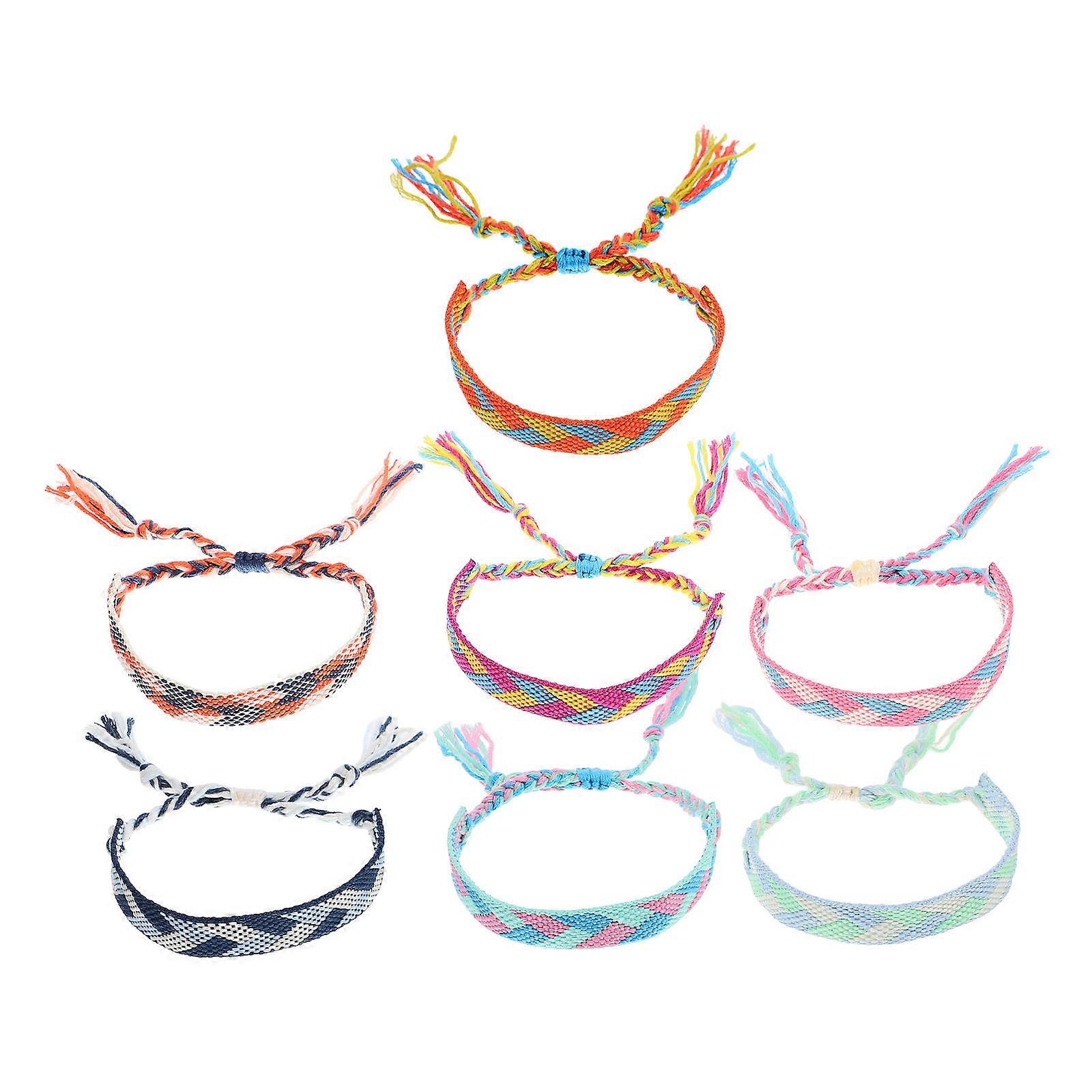 Festival Gifts Hand-Woven Braided For Men And Women With Adjustable Size Fits 6" - 8" Wrist 7Pcs