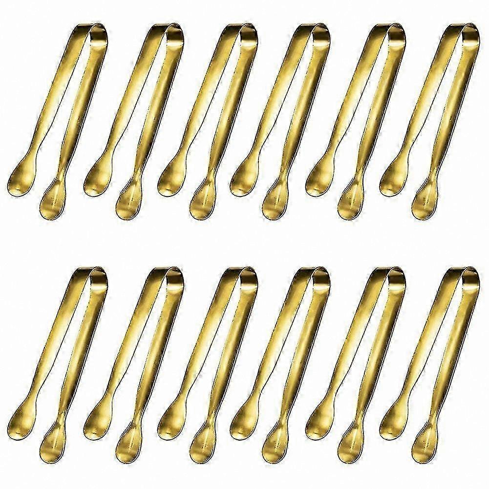 Gold-Plated Mini Tongs for Small Bites - 12-Piece Set for Appetizers, Desserts, and Buffet Serving