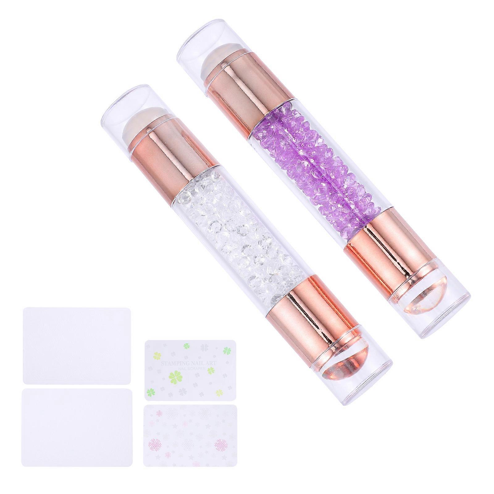 2pcs Lightweight Head Nail Art Stamper DIY Manicure Tool for Home Salon Use with Quick Nail Designs and Unique Patterns