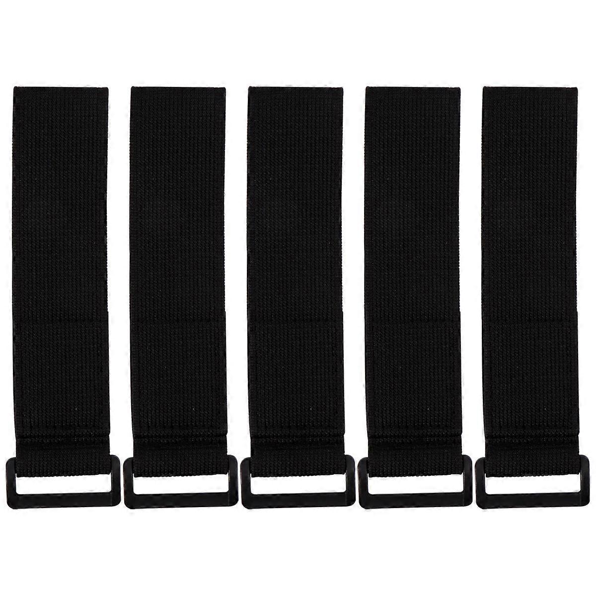 Black Nylon Hook and Loop Strap for Binding Use Strong Adhesive Elastic Reusable 5 Pcs