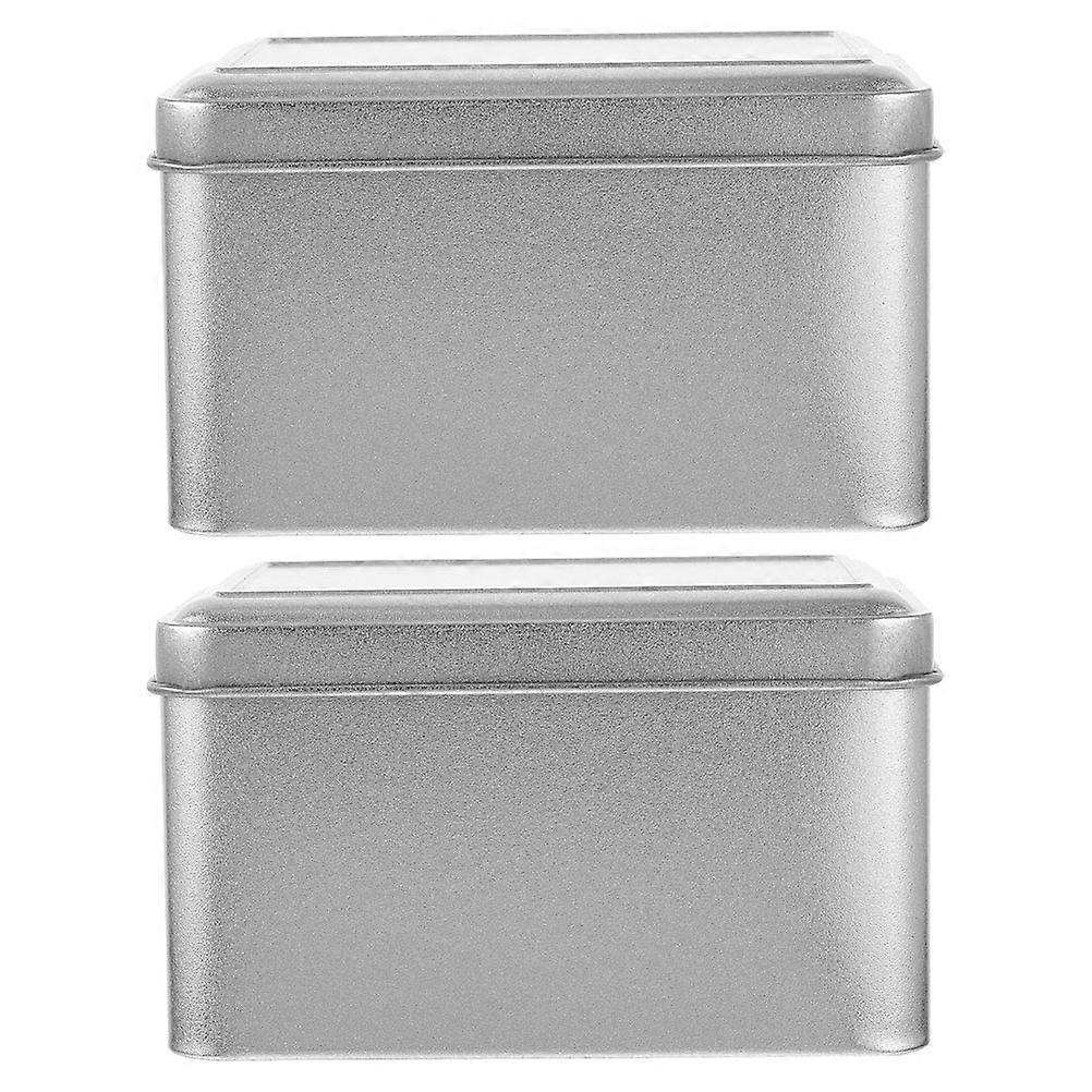 Airtight Tinplate Storage Jar for Coffee Beans Tea Nuts Silver Color 2 Pieces