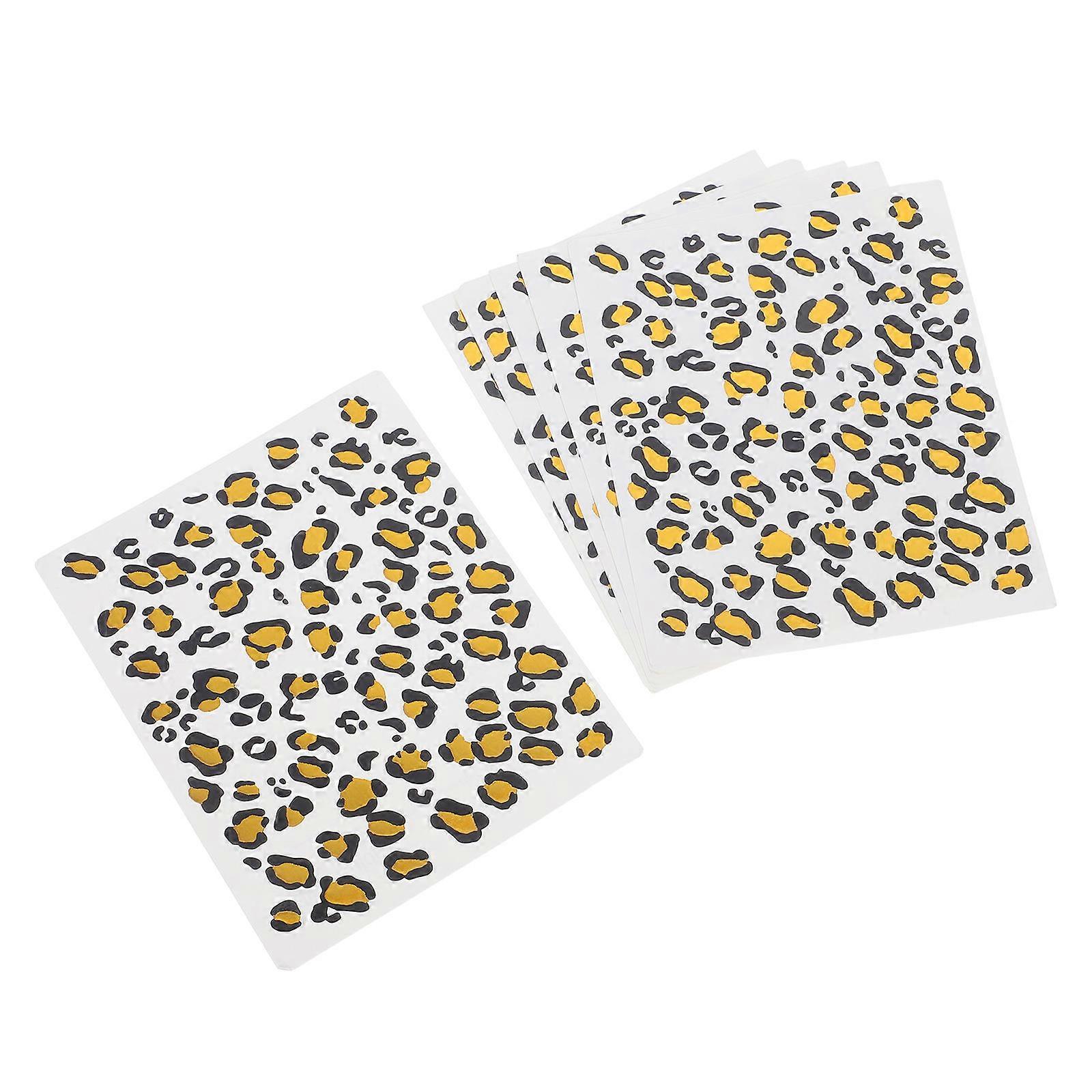 Leopard Print Transfer Film Sheets   6PCS Decorative Nail Art for Parties, Costumes, Festivals   Safe, Durable & Easy Application with Realistic