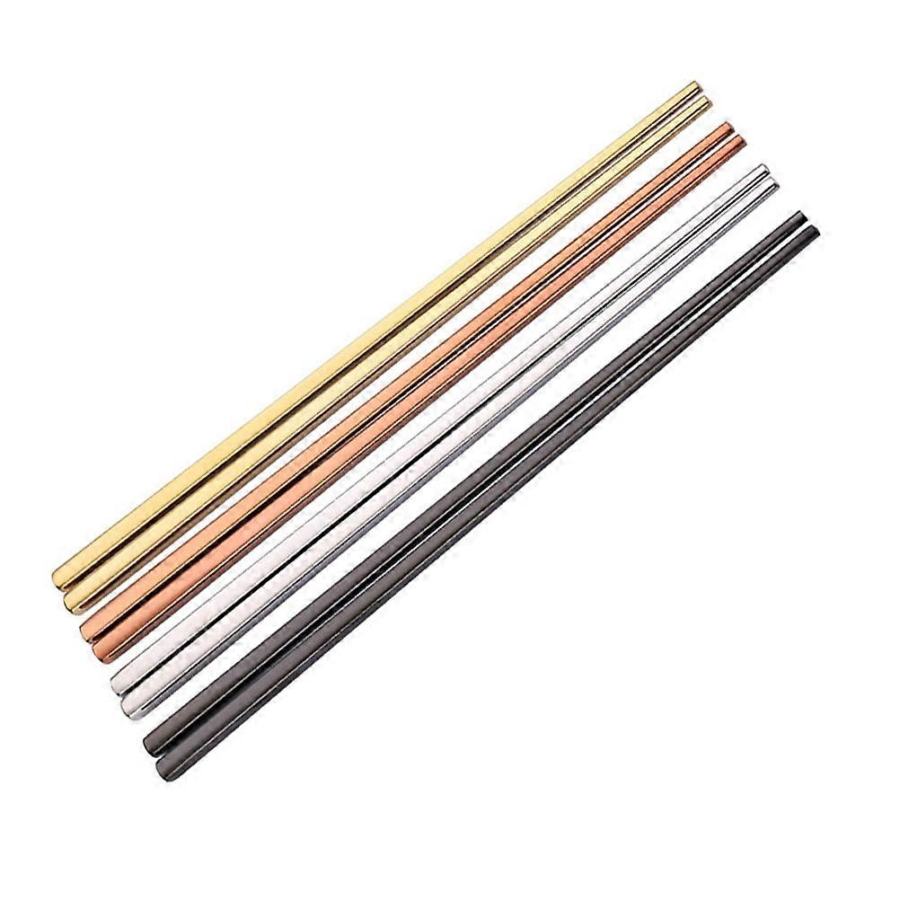 Assorted Color Stainless Steel Chopsticks for Home with and Practical Design 4 Pairs