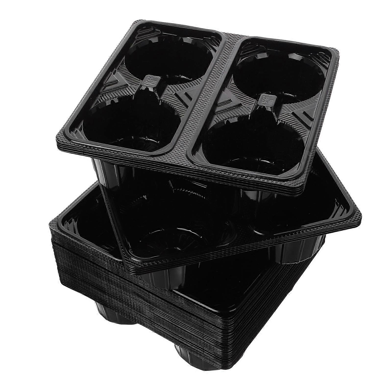 Portable Black Plastic Cup Holder Tray for Takeout Coffee Milk Tea with 4 Slots and Sturdy Design