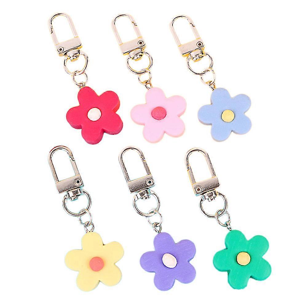 Flower Theme Bag Hanging Pendant For Handbag Accessory Assorted Color 6Pcs