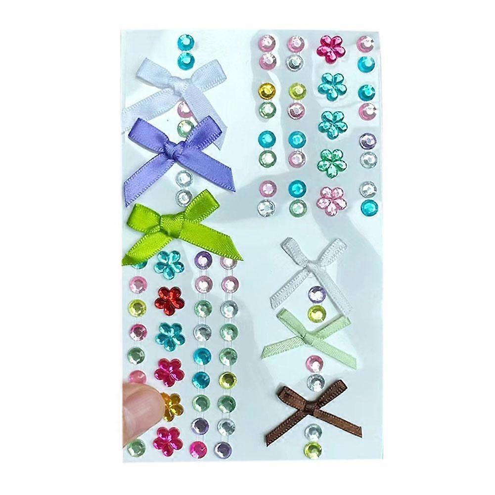 Self Adhesive Bow Face Stickers Sparkling Pink Red Mixed Color No Glue Needed For Phone Computer Decoration