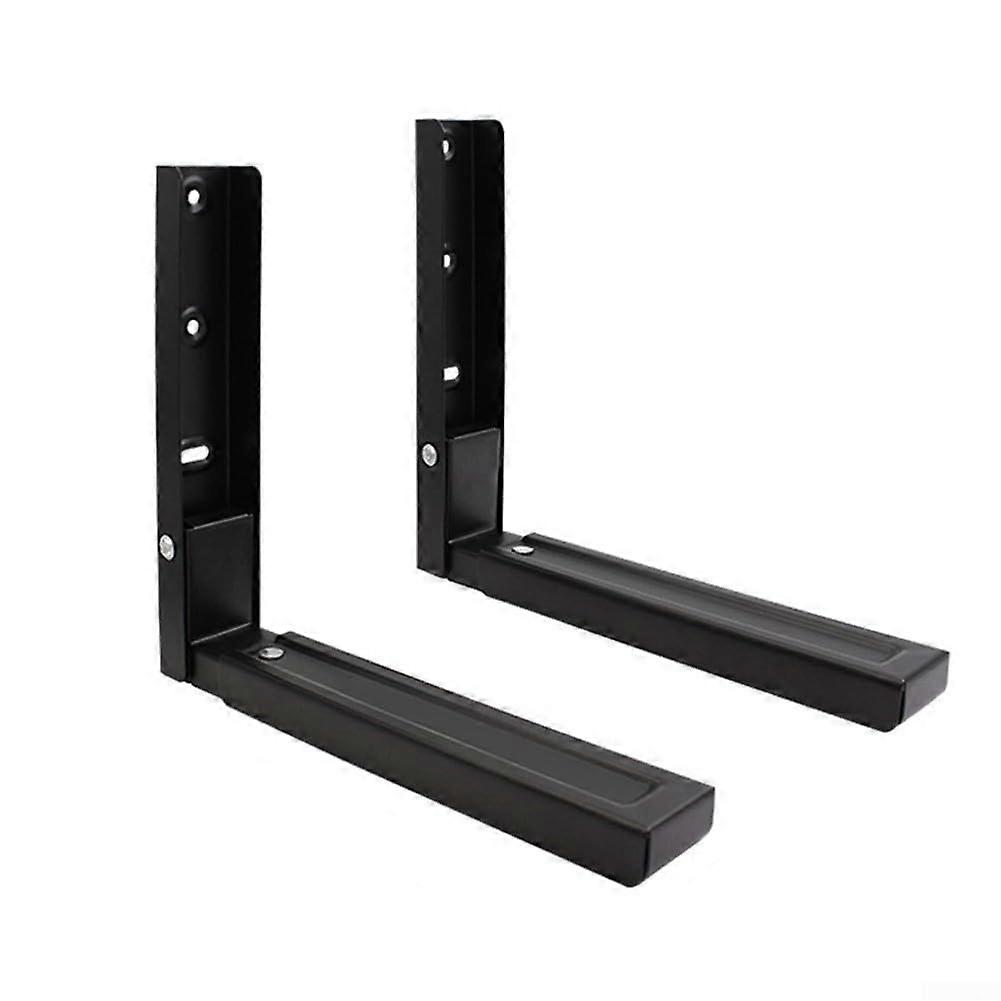 Microwave Wall Mount Bracket, Adjustable Length Steel Holders, 2 Pack, Black, Compatible with Most Microwaves