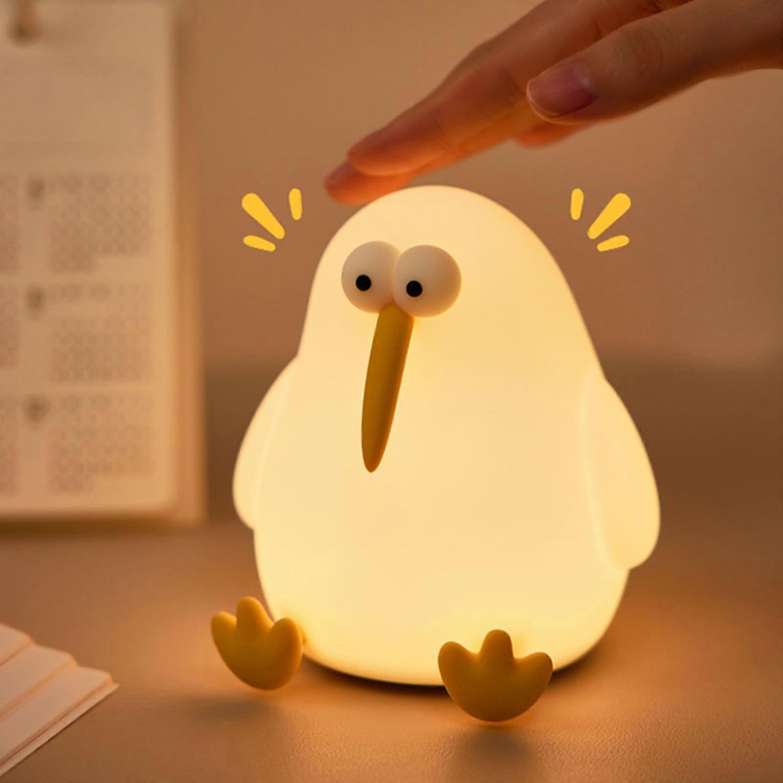 Bird Night Light Silicone Nursery Lamp Dimmable Rechargeable Portable With Touch Control 30Min Timer Warm Light For Kids