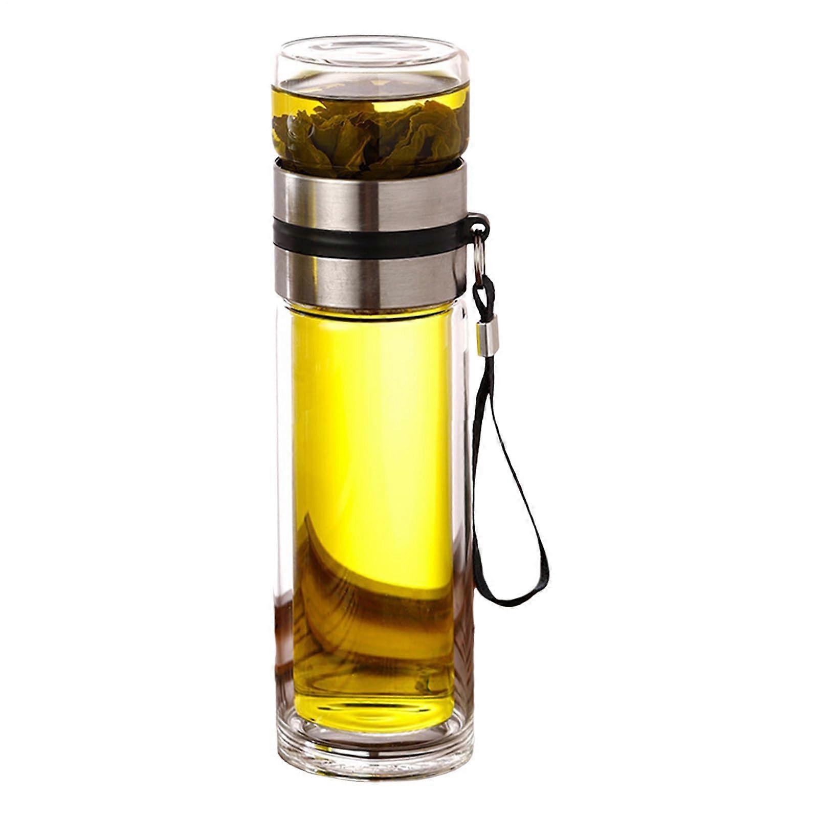 Glass Tea Infuser Bottle LeakProof DoubleLayer Insulated TeaMug 450ml