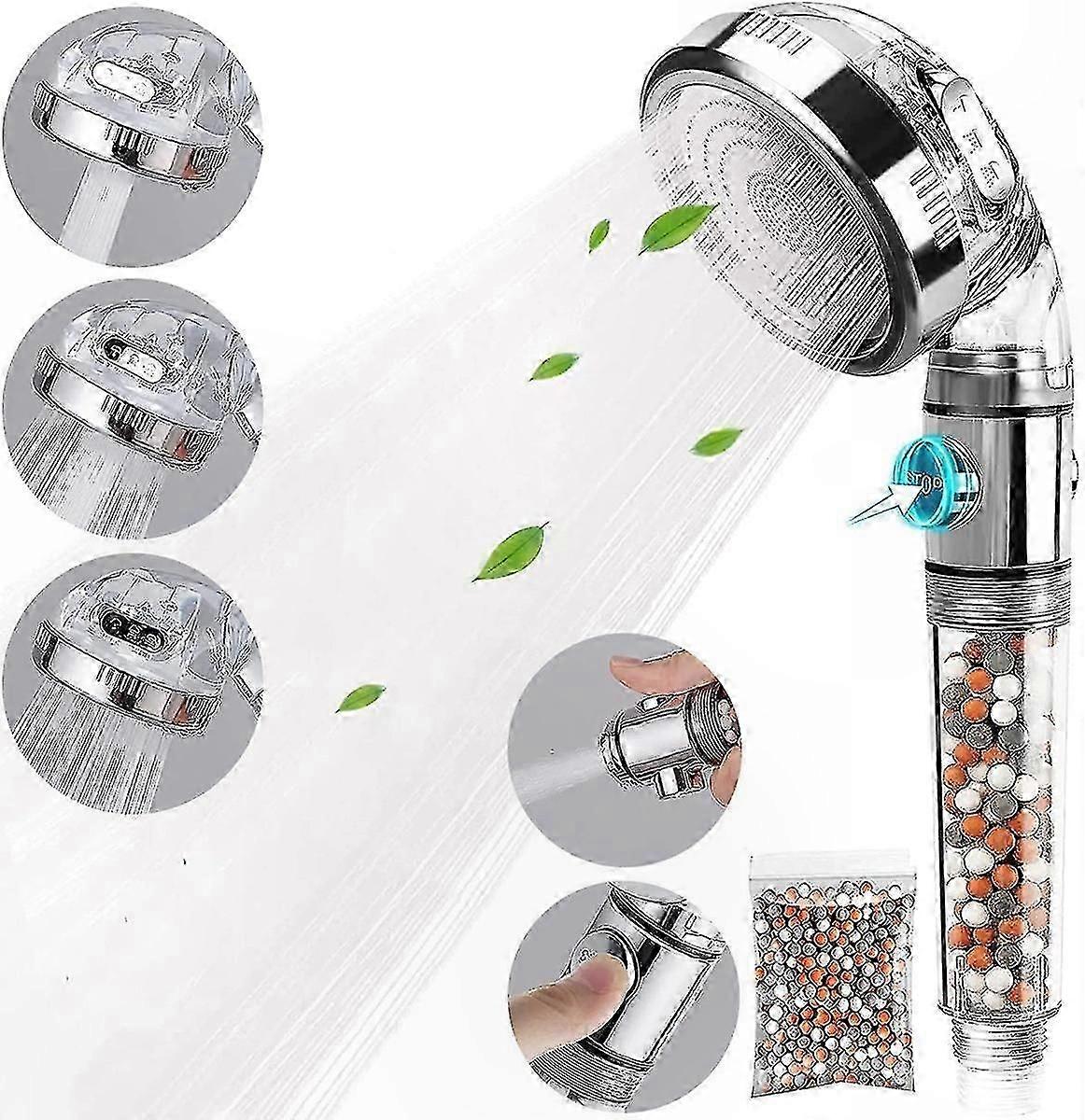 3-in-1 Water-Saving Shower Head with Ion and Limescale Filtration System A-F Model SZRH