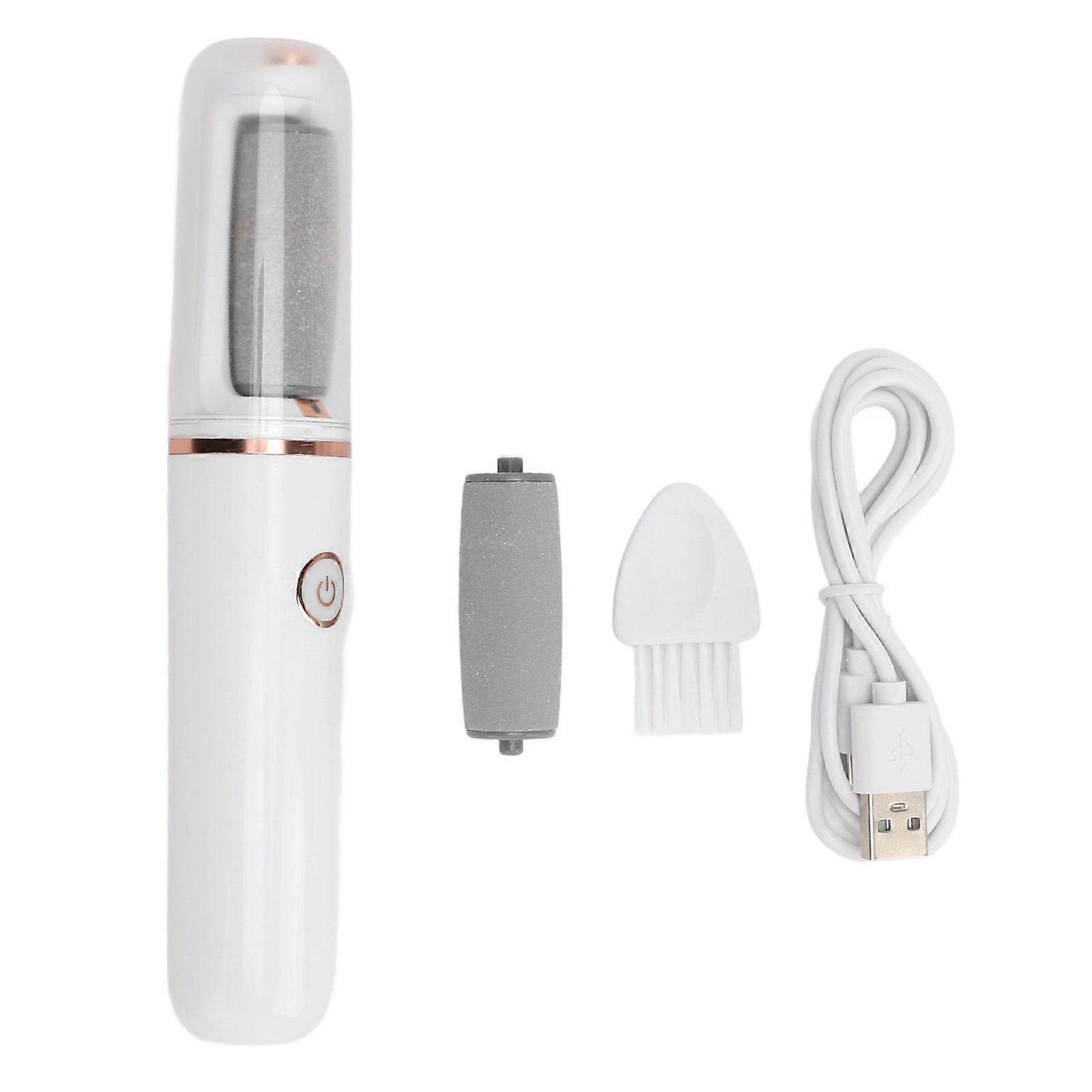 Electric Foot Callus Remover Rechargeable Professional Pedicure Tools Foot File Set with 2 Different Roller Heads White