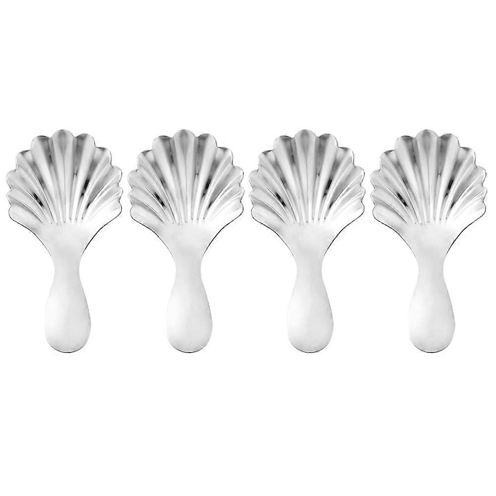 Salt Spoons Mini Set 4 Pcs Shell ShortHandle Tiny Spoons For Spices Jars 9.8 X 4.4 Cm