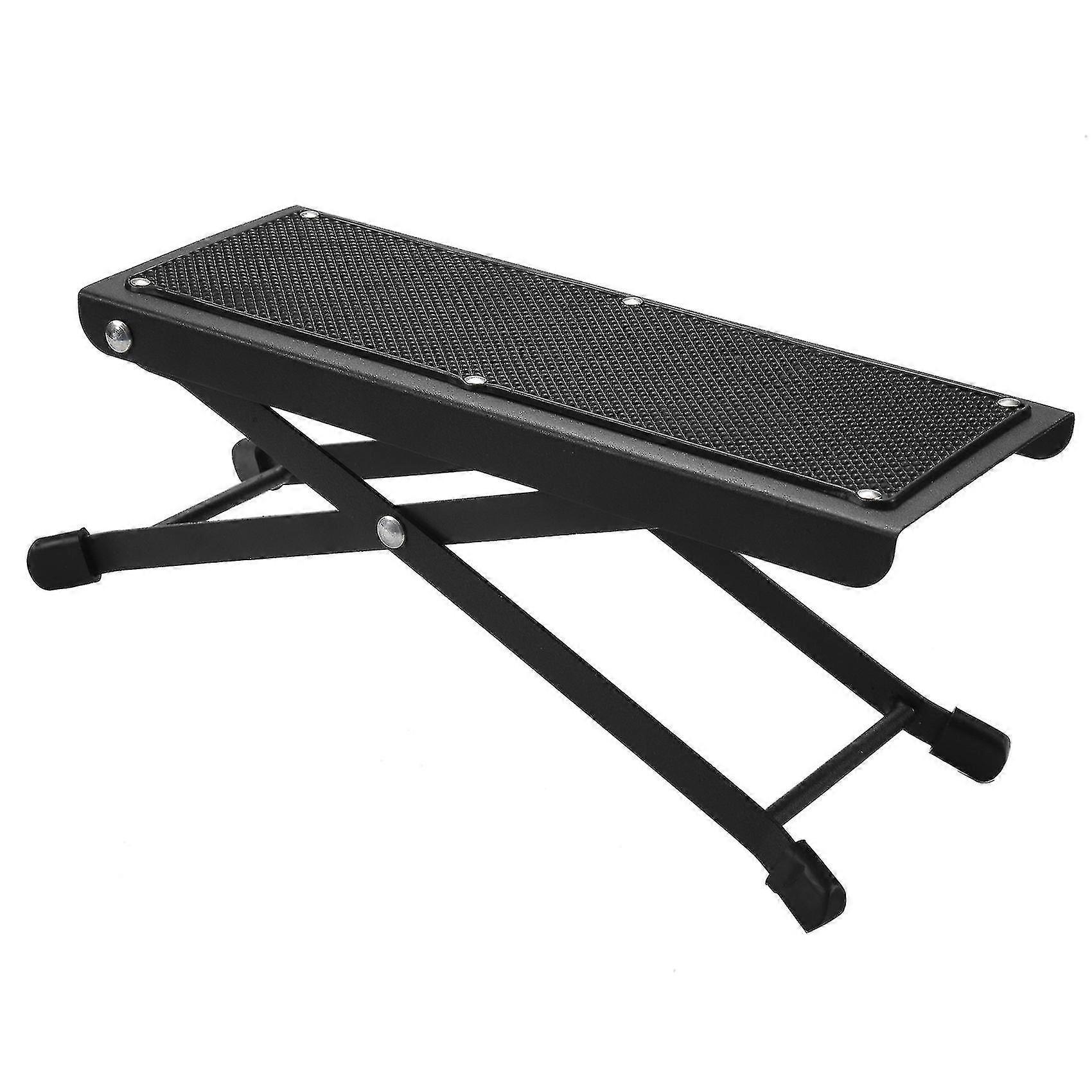 Guitar footstool with four-level height adjustment, anti-slip and floor protection