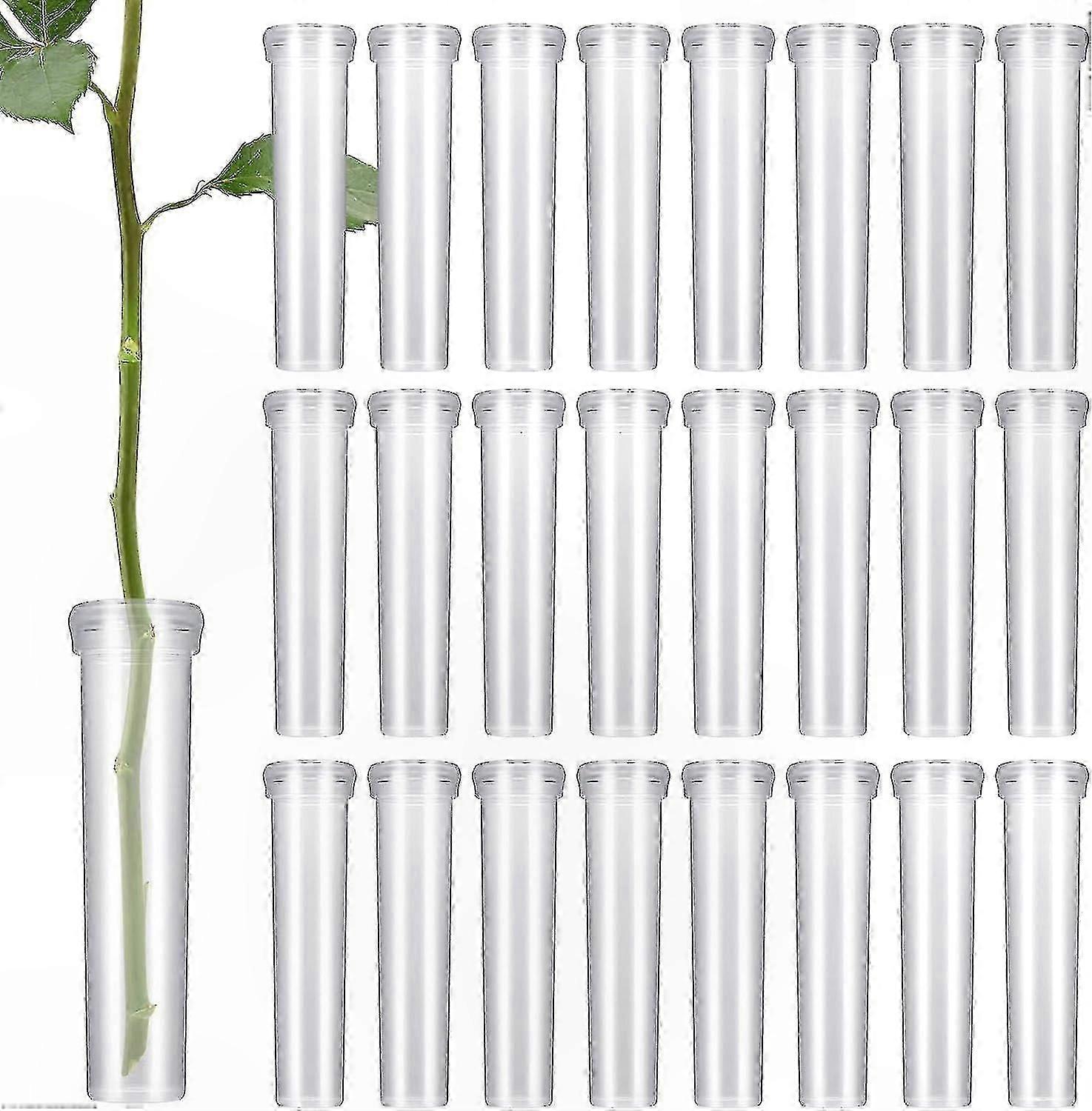 Transparent Reusable Flower Tubes with Caps, Durable Test Tubes for Floral Arrangements, Pack of 100