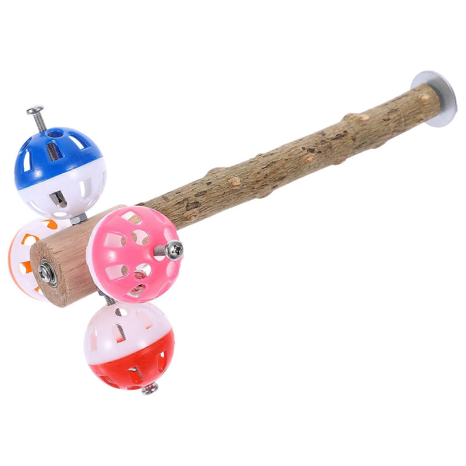 Bird Perch Stand with Rotating Ball – Durable Chewing Toy for Parrots, Sturdy Textured Grip for Comfortable Standing in Bird Cages and Playtime