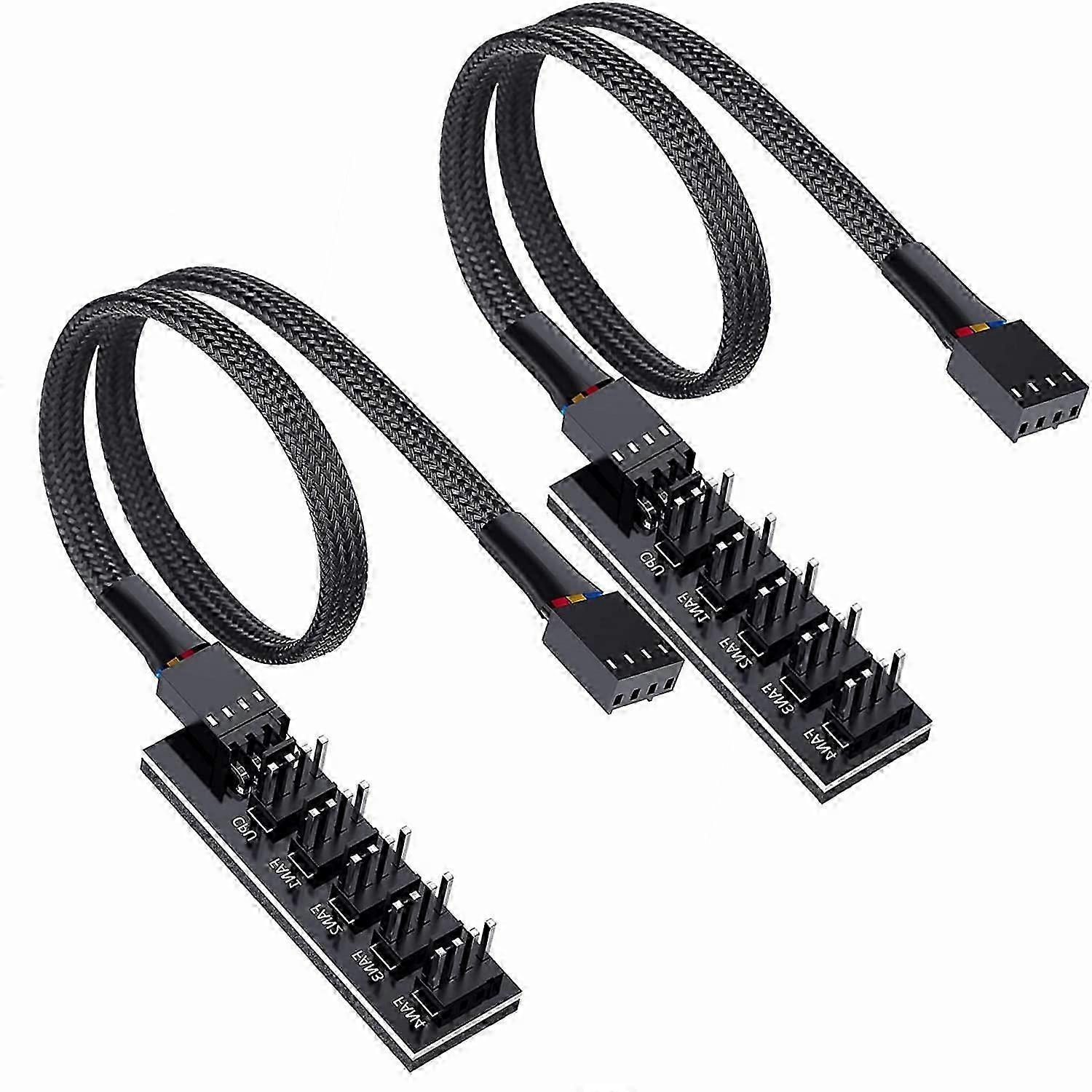 2pcs 1 to 5 splitter 5 way PC case internal motherboard fan power extension cable