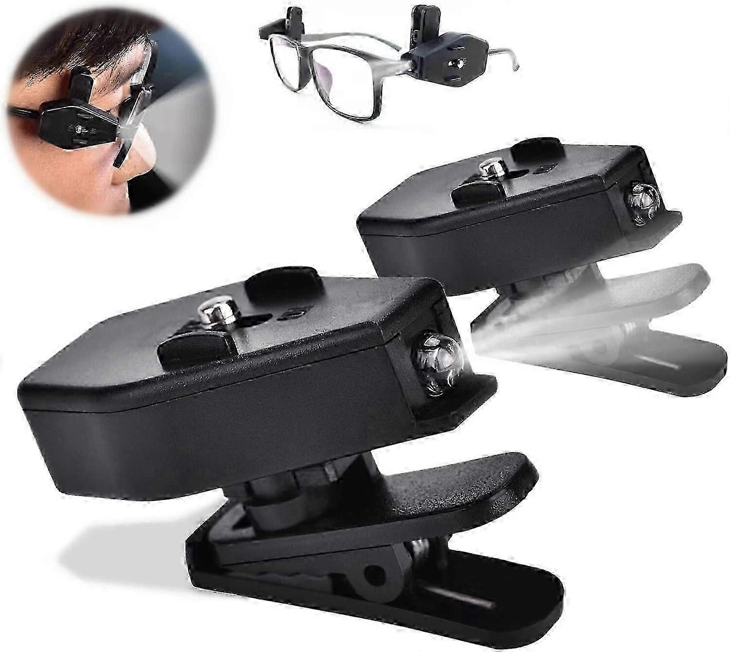 LED Clip-on Eyewear Light for Glasses, Mini Reading Lamp for Camping Fishing Maintenance (1 Pair)