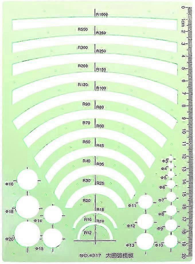 Template Ruler Students Math Drawing Learning Plastic, Template Ruler Protractor Green Plastic (ShiKai)