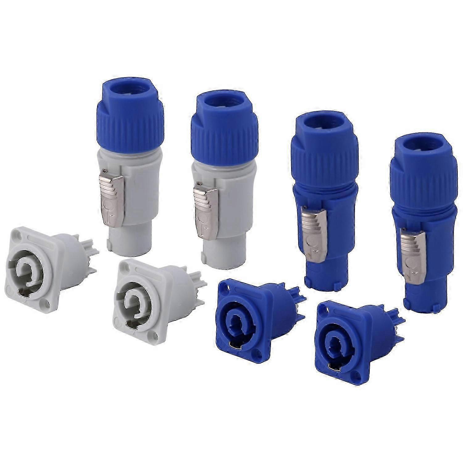 4 Sets PowerCON Connector,NAC3FCA+NAC3MPA-1&NAC3FCB+NAC3MPB-1,Lockable Cable Connector + Chassis Co