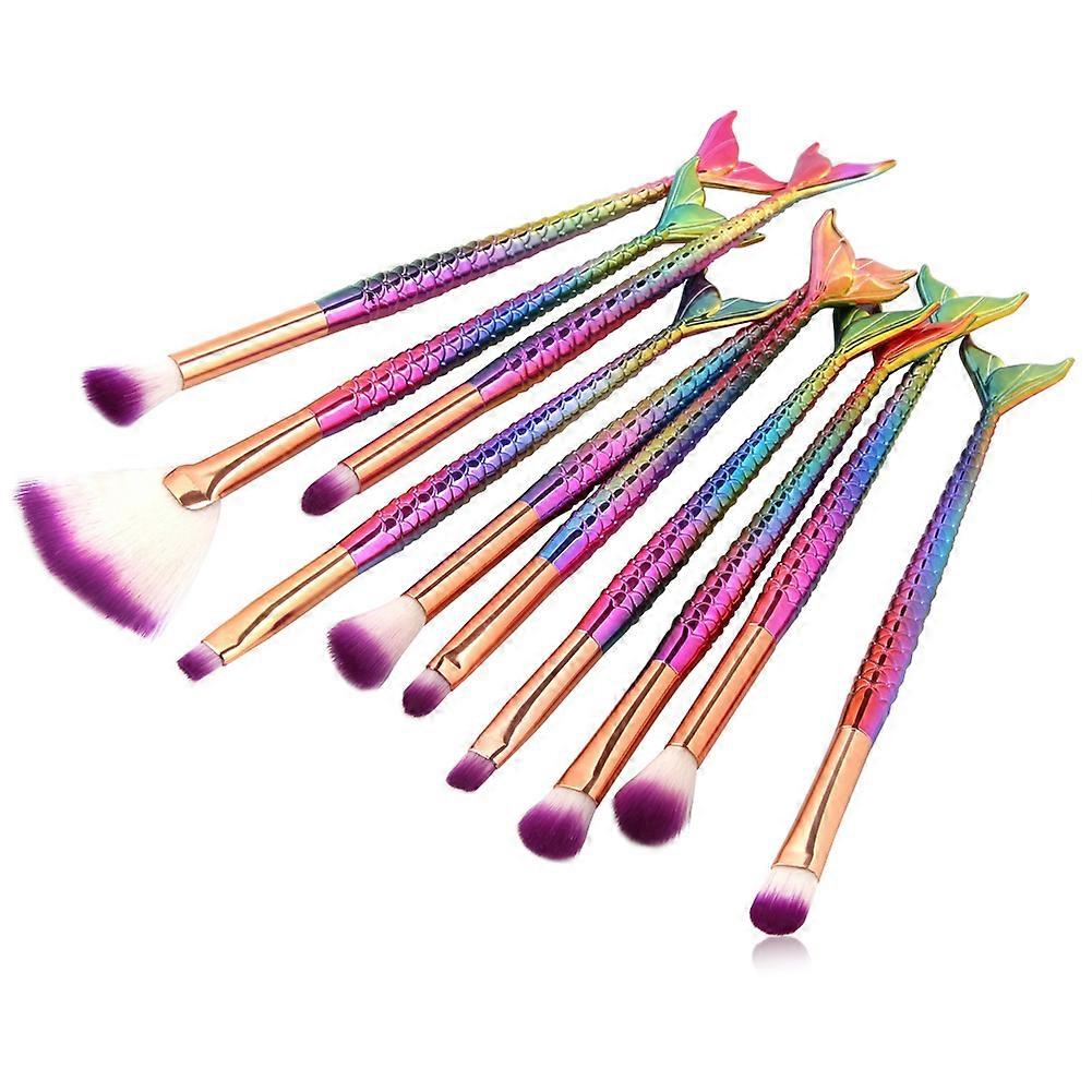 10Pcs Fiber Eye Shadow Makeup Brush Set Kit 2# Portable Tools