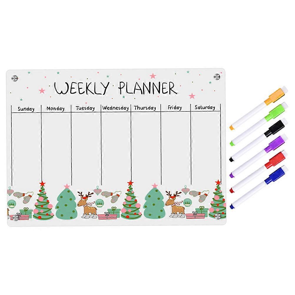 Magnetic Weekly Planner Board Refrigerator Board for Families Acrylic Assorted Color Reminder Display 1Set