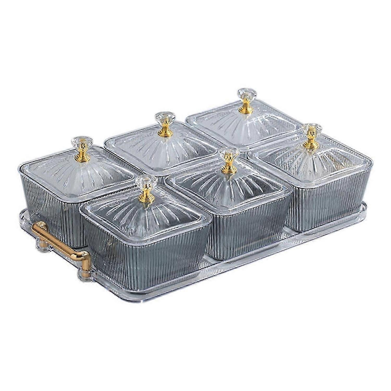 Snack Serving Platter Appetizer Serving Tray,Transparent-Gray