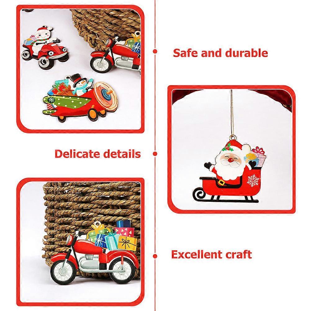 Wooden Xmas Tree Decorations for Christmas Tree Hanging 12Pcs Set