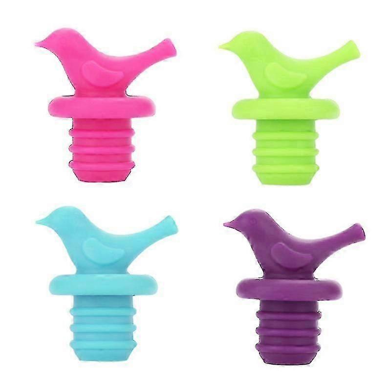 Little Bird Wine Bottle Stopper , Cute, Fun, Decorative (Assorted Color, Set of 4)