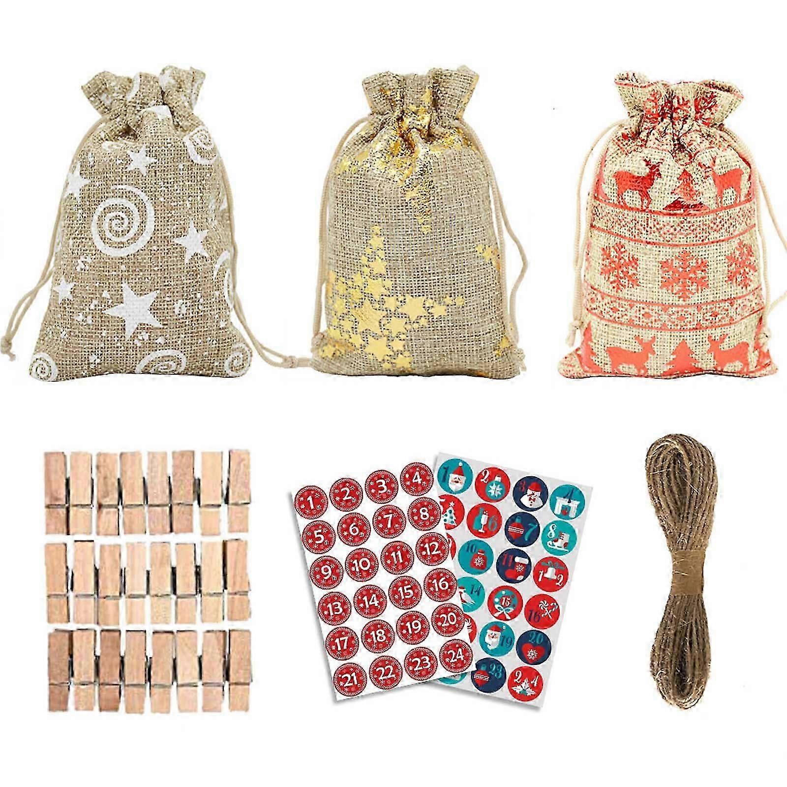 Christmas Advent Calendar Gift Bag Set Handmade Gift Packaging Kit