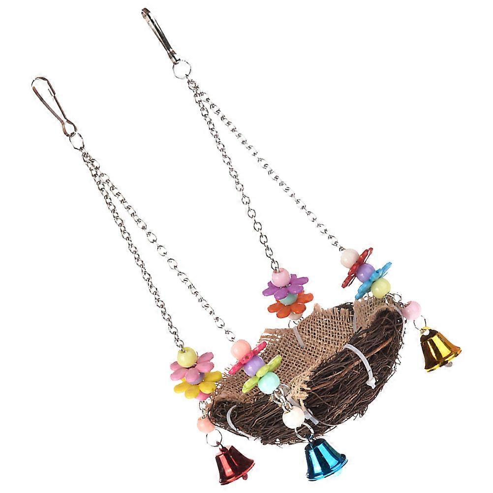 Hanging Natural Rattan Parrot Nest for Bird Supply 2Pcs Set