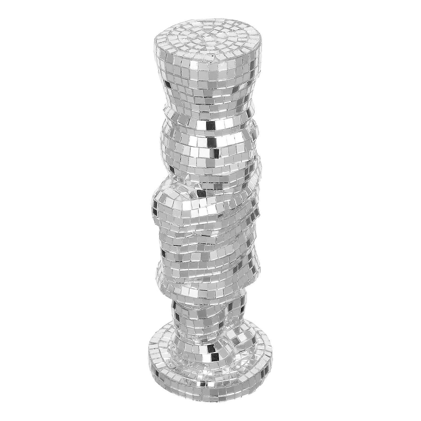 Silver Nutcracker Figurine for Christmas Decoration 2Pcs Reflective Disco Ornament