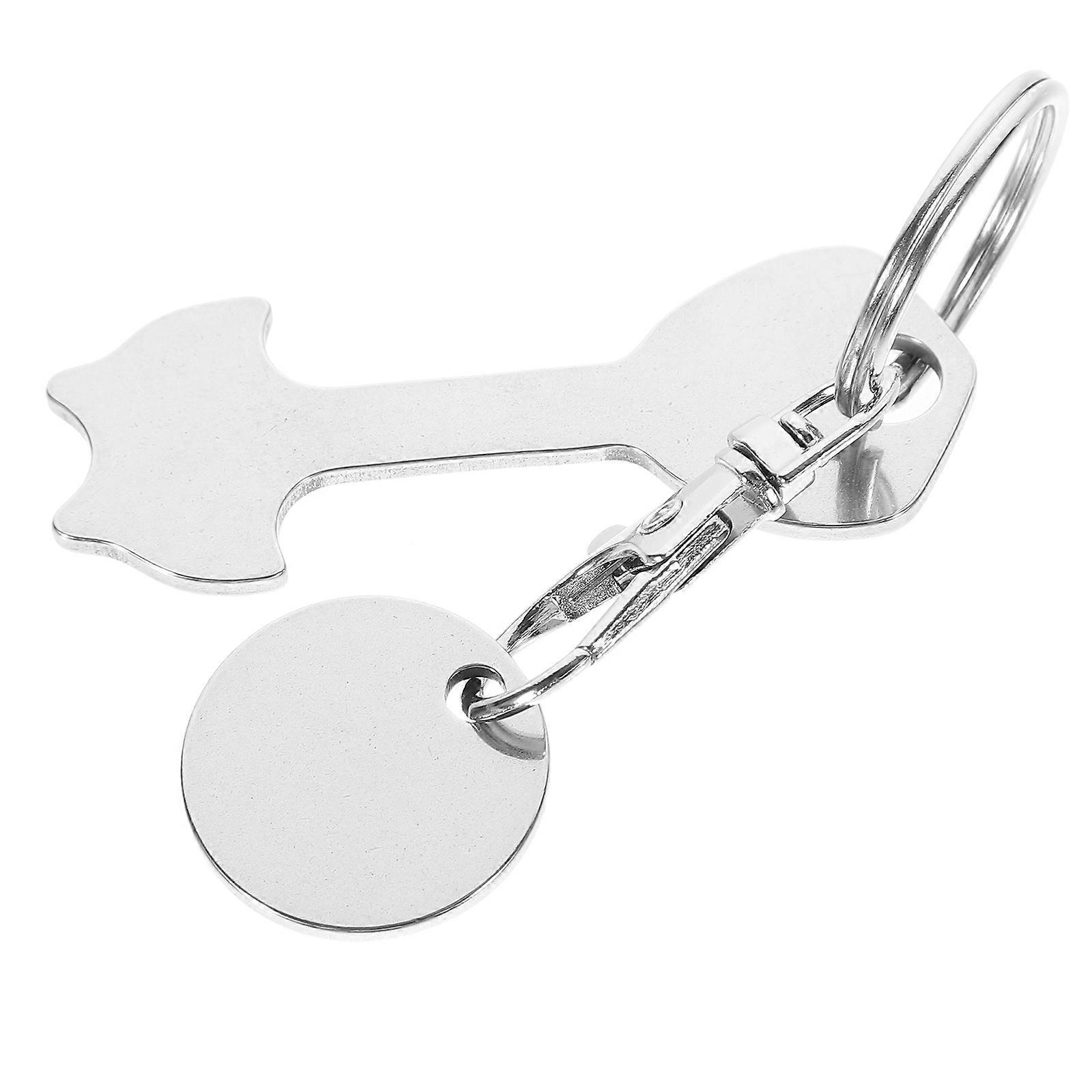 Silver Shopping Trolley Token Key Ring for Convenient Cart Access 4Pcs