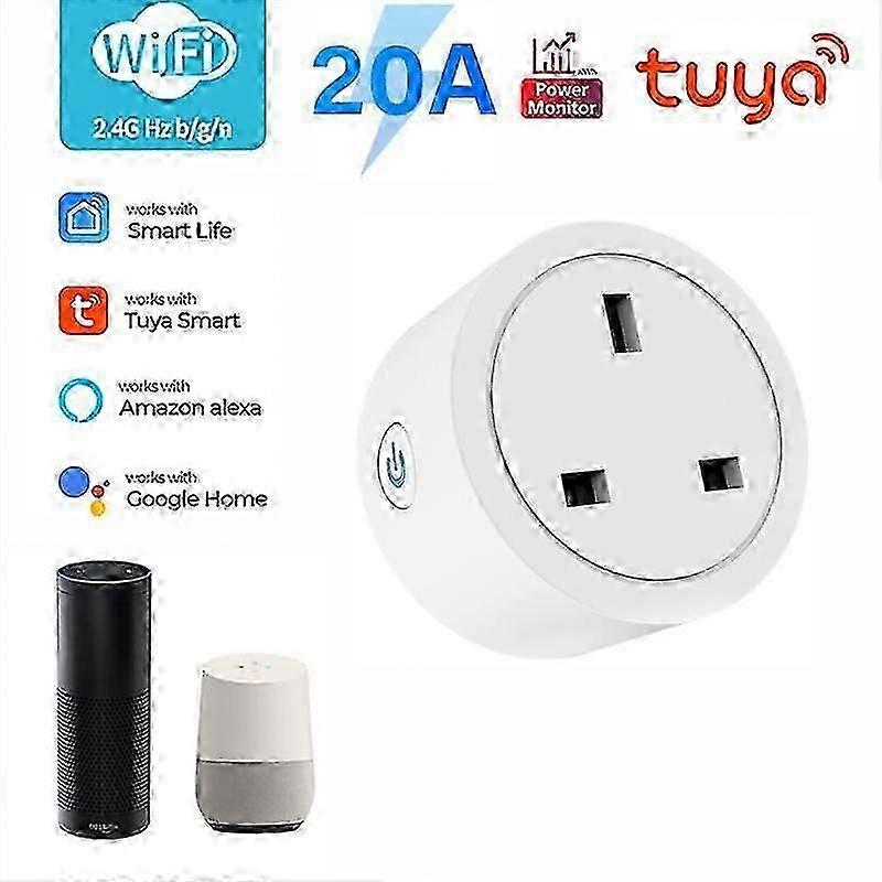 16A/20A Tuya WiFi Smart Plug - UK Standard with Smart Life App Control