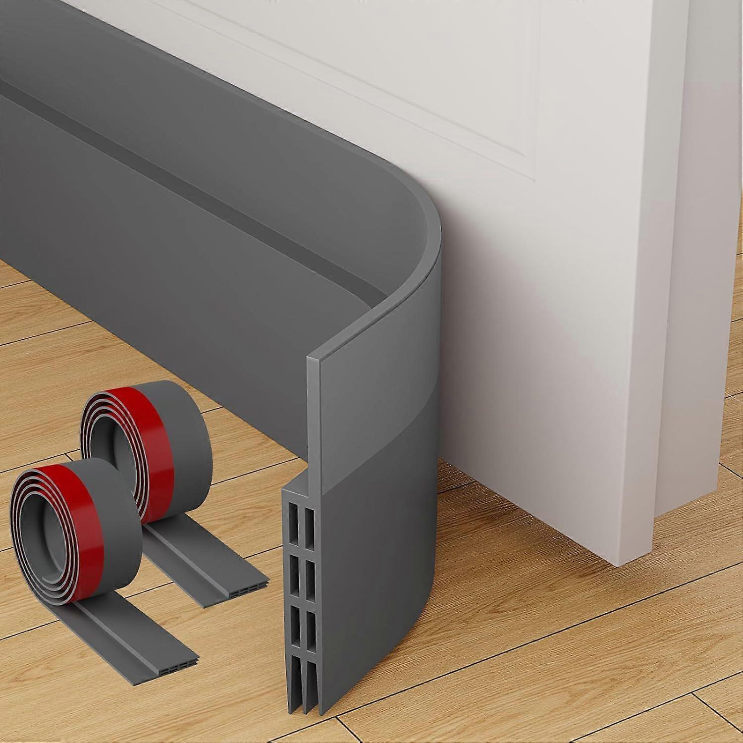 Double insulated door bottom - silicone sound-absorbing seal - resistant to cold and insects (gray) 200 cm