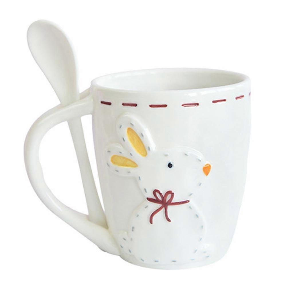 Unique Coffee Mugs Relief Rabbit Cup Outdoor Use Round Shape 1Set