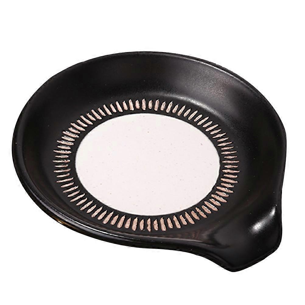 Ceramic Spoon Rest Stove Organizer for Kitchen Use 2Pcs Black Set