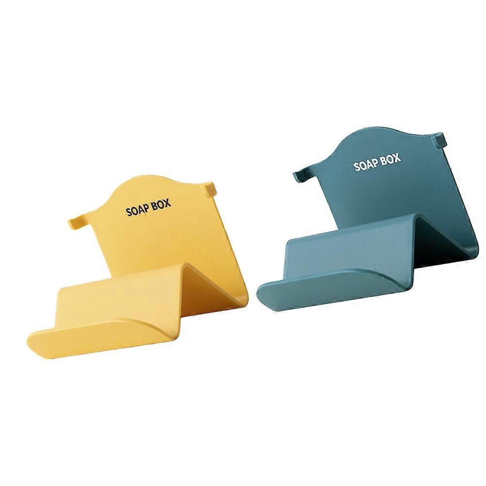 2Pcs Wall-Mounted Storage Rack For Home Bathroom And Kitchen Use In Dark Green And Yellow With Water Drainage Function