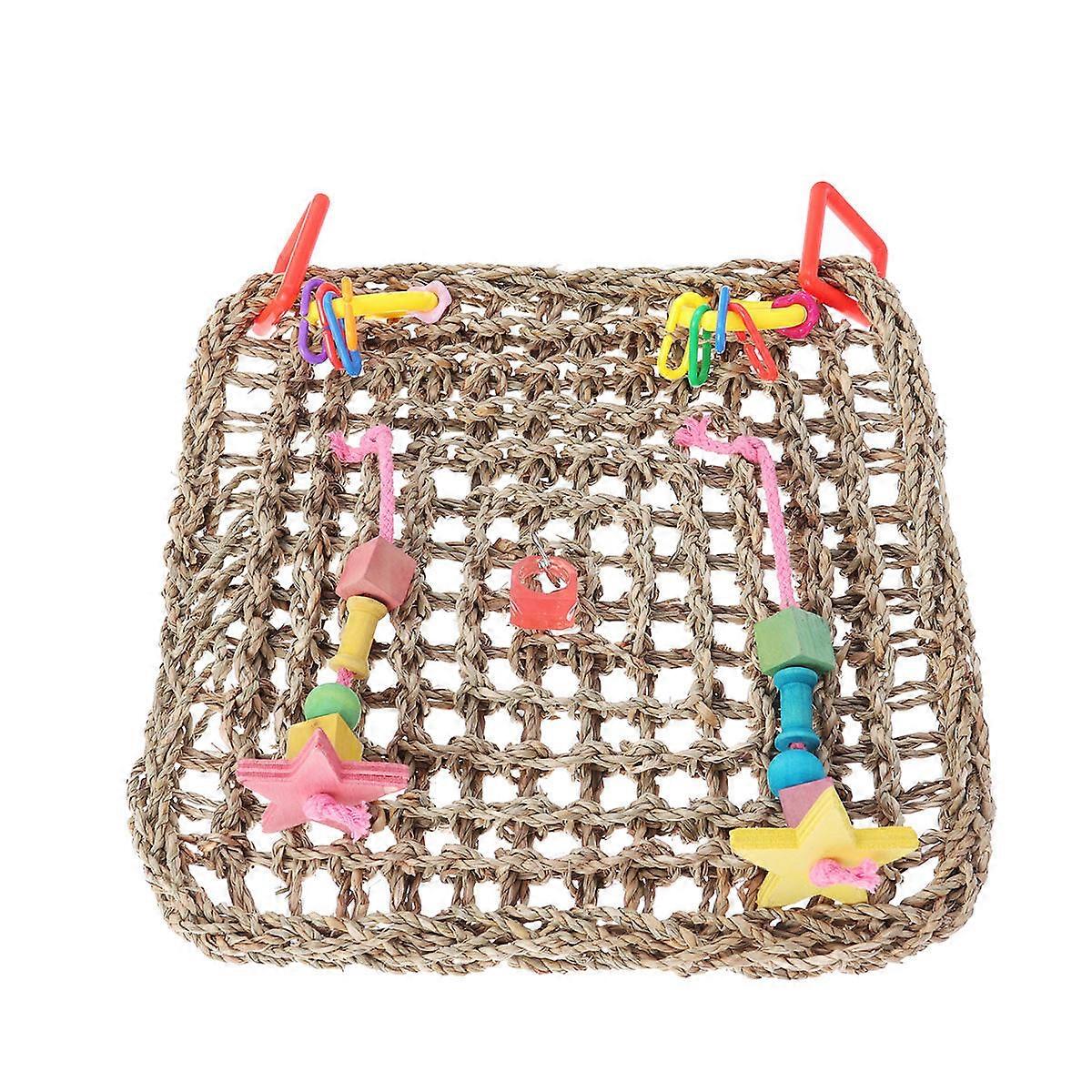 Cotton Rope Net Small Animal Grid Hammock for Climbing 2Pcs Light Brown