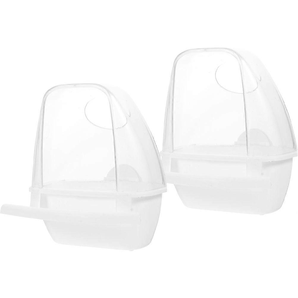 Pet Bird Feeder Plastic White for Feeding 6Pcs Splashing-Proof Feeder
