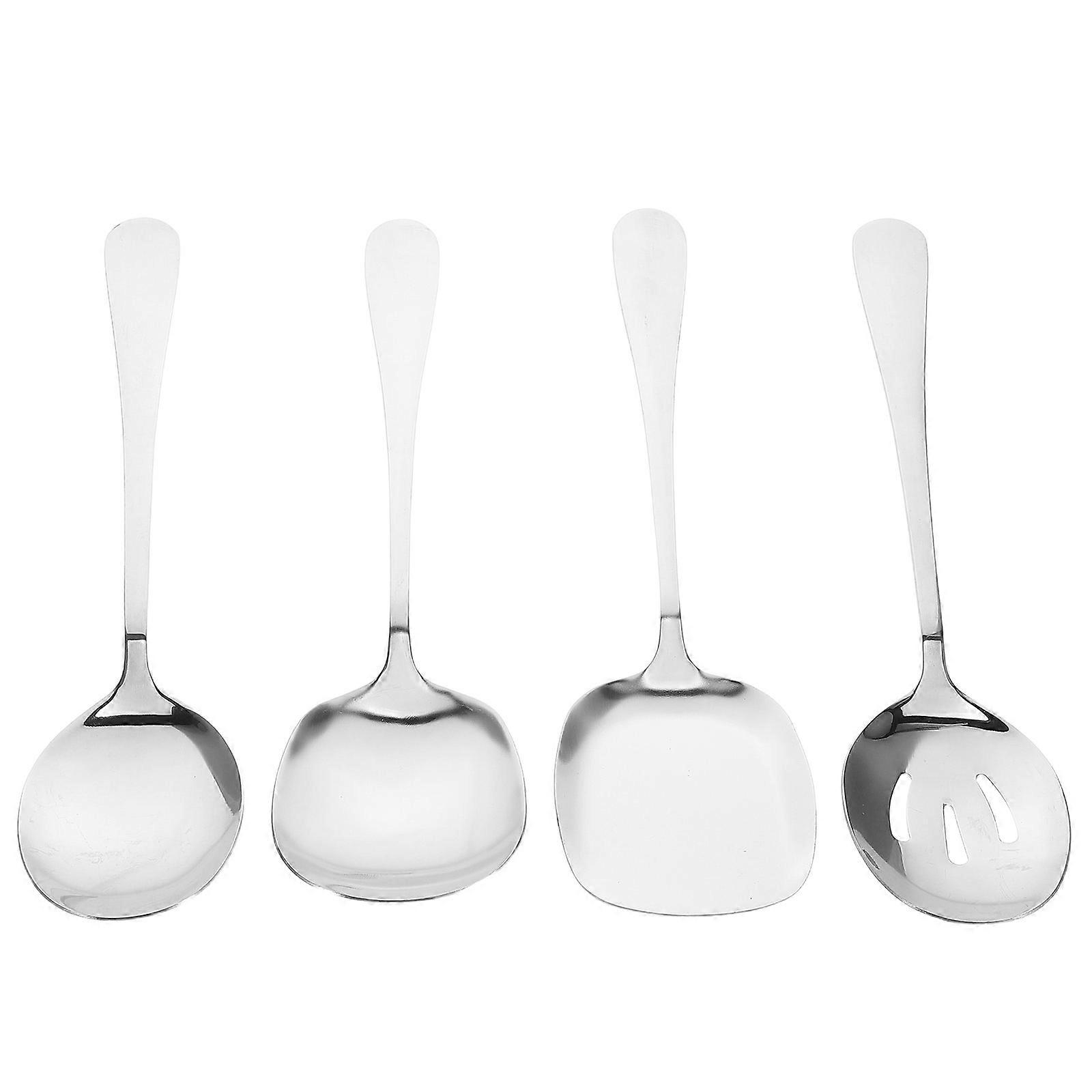 Large Commercial Spoon Perforated Serving Spoon Mirror-Polished Finish For Banquets Buffets And Family Gatherings 4Pcs