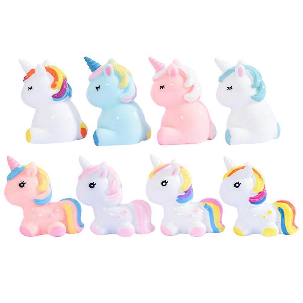 Unicorn Figurine Mini Resin Craft for Home Use 8Pcs Miniature Unicorn Decor