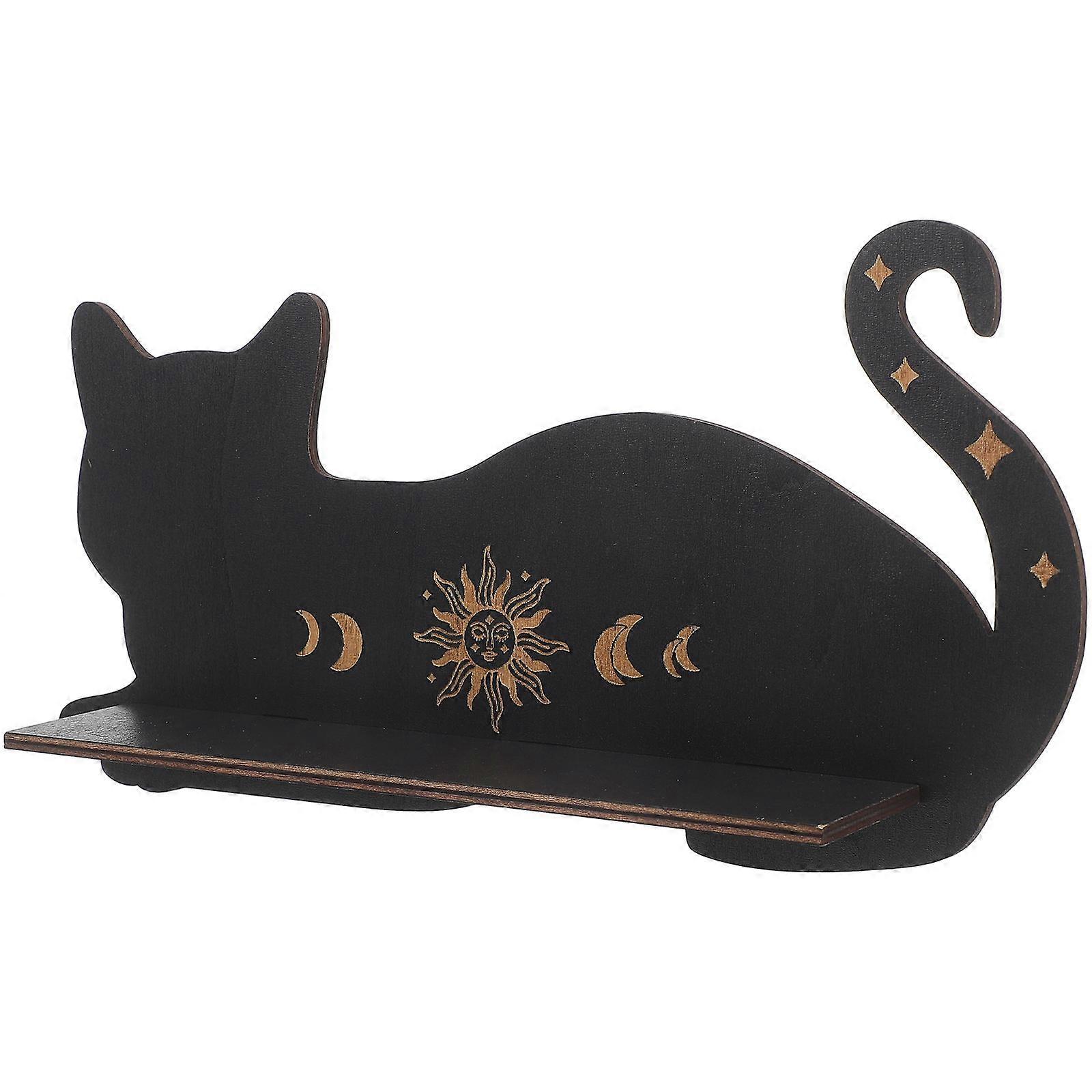 Cat Shape Wooden Floating Shelf Black Scratch-Resistant Floating Shelves for Wall Decoration