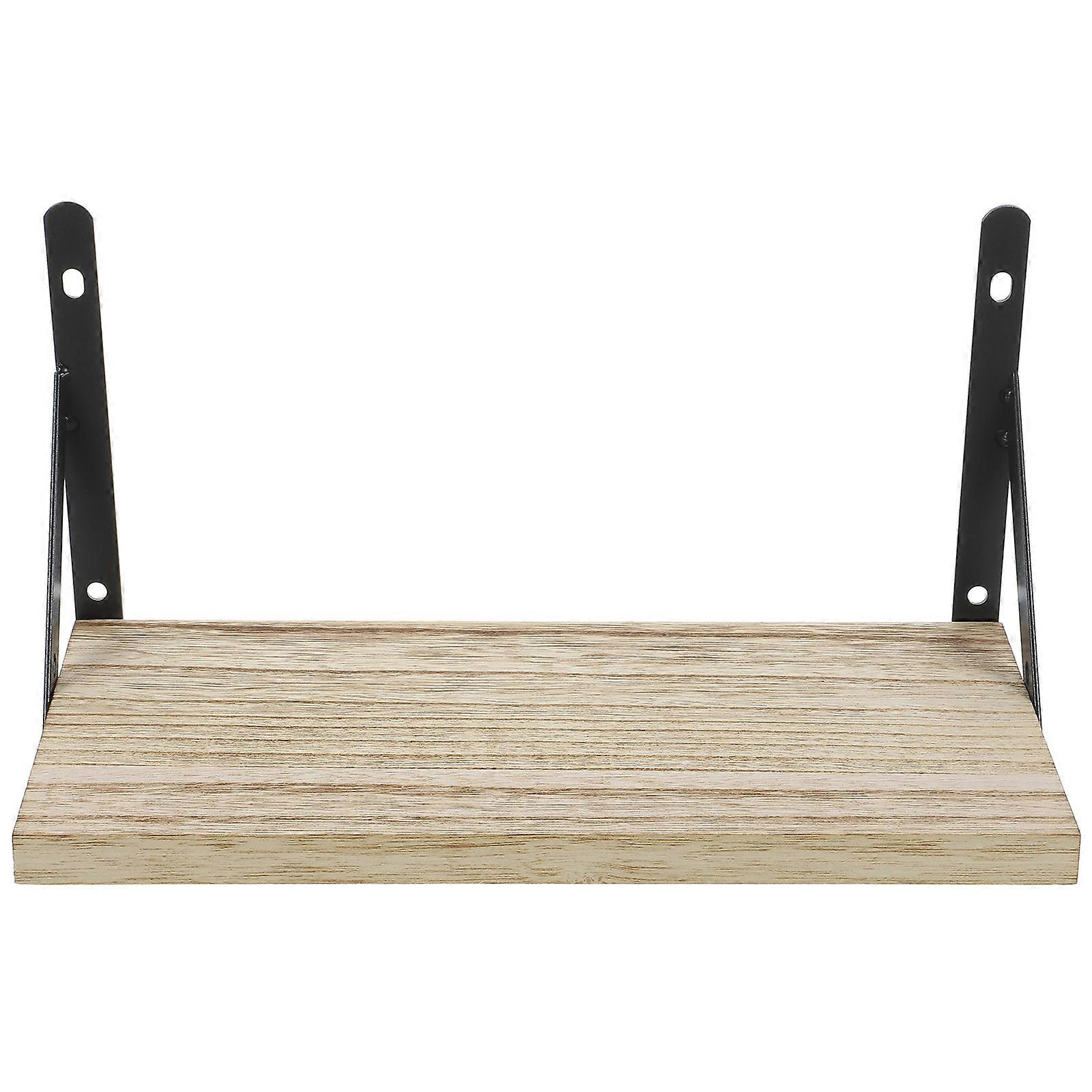 Triangular Bracket Floating Shelf for Storage Use Wall Mounted Wood