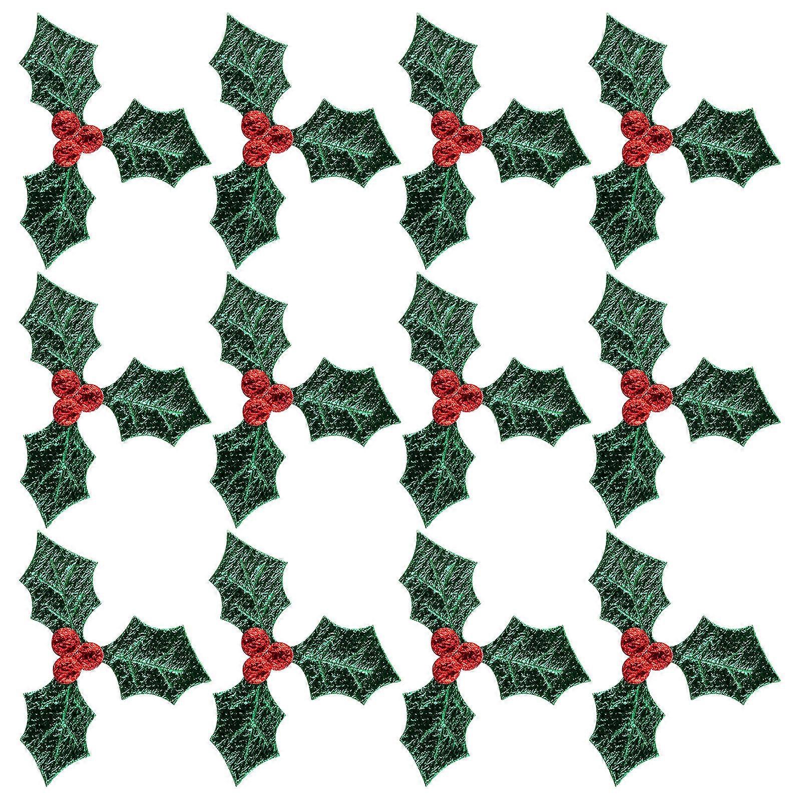 Christmas Berry Leaf Accessories Green Artificial Leaf Pick for 300Pcs